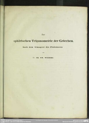 Zur sphärischen Trigonometrie der Griechen