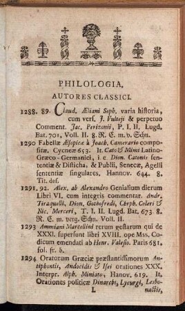 Philologia, Autores Classici.