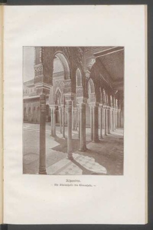 Alhambra. - [Fotografie] : Die Säulenhalle des Löwenhofs.