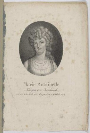 Bildnis der Marie Antoinette, Königin von Frankreich