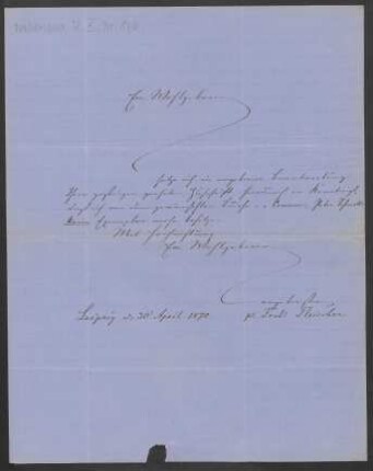 Brief an Friedrich Wilhelm Jähns : 30.04.1870