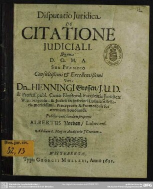 Disputatio juridica De citatione judiciali