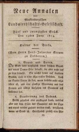 Fünf und zwanzigstes Stück. Den 23sten Juny 1814.
