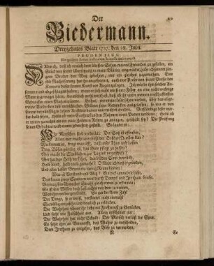 Dreyzehntes Blatt 1727. den 28. Julii
