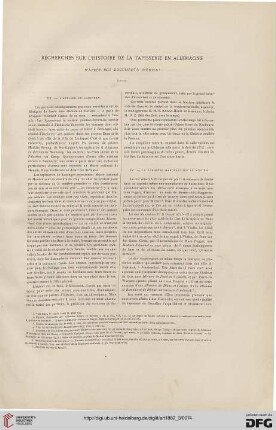 8: Recherches sur l'histoire de la tapisserie en Allemagne d'après des documents inédits, [1]