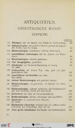 Antiquitäten. Orientalische Kunst. Teppiche (Nr. 171-230)