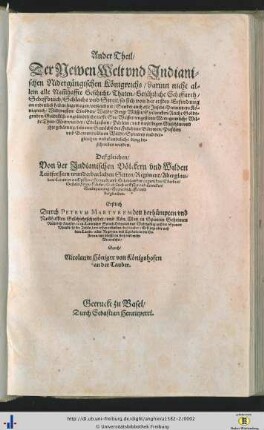 Band 2: Ander Theil der Newen Welt und indianischen nidergängischen Königreichs ...: ... Theil der newenn Weldt und indianischen nidergängischen Königreichs newe und wahrhaffte History ...: Ander Theil der Newen Welt und indianischen nidergängischen Königreichs ... : deßgleichen von der indianischen Völckern und wilden Leutfressern ...