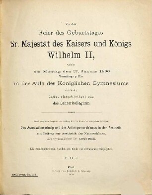 Das Associationsprincip und der Anthropomorphismus in der Aesthetik : ein Beitrag zur Aesthetik des Naturschönen