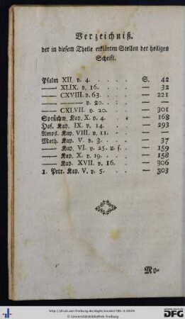 Verzeichniß der in diesem Theile erklärten Stellen der heiligen Schrift.