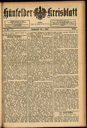 Ausgabe vom Samstag, den 01. Mai 1897.