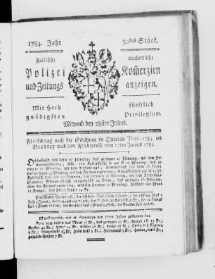 30tes Stück., Ausgabe vom 28. Juli 1784