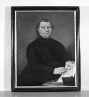Porträt eines unbekannten Geistlichen mit einer Papierrolle in der Hand
