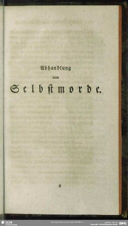 Abhandlung vom Selbstmorde