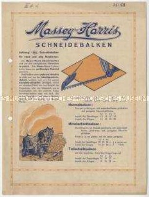 Grasmäher von der Firma Massey-Harris und Co. in Kanada