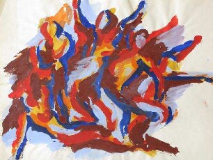 Abstrakte Komposition Figurengruppe