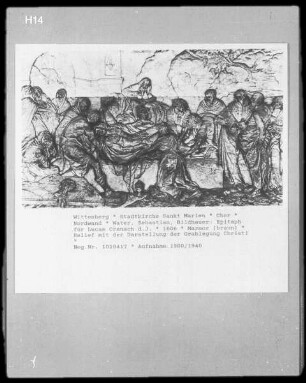 Epitaph Lucas Cranach d. J. mit Relief mit Grablegung Christi