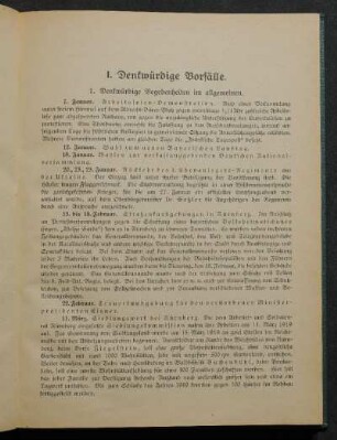 I. Denkwürdige Vorfälle.