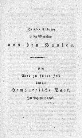 Dritter Anhang zu der Abhandlung von den Banken.