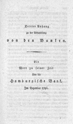 Dritter Anhang zu der Abhandlung von den Banken.