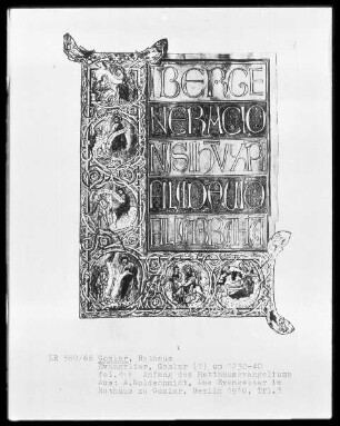 Goslarer Evangeliar: fol. 11? Anfang des Matthäusevangeliums