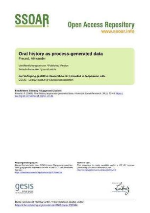 Oral history as process-generated data