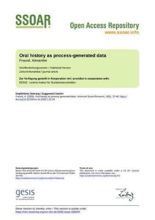 Oral history as process-generated data