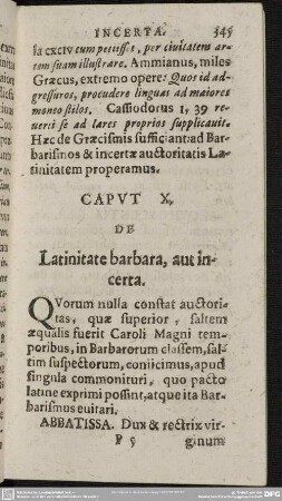 Caput X. De Latinitate barbara, aut incerta