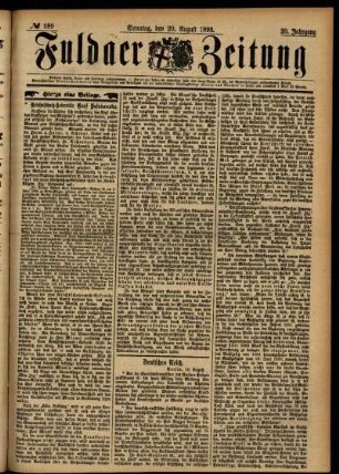 Erste Ausgabe vom Sonntag, den 20. August 1893.