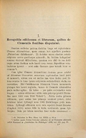 De fontibus Clementis Alexandrini