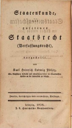 Staatenkunde, und positives Staatsrecht : (Verfassungsrecht)
