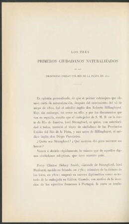 Los tres primeros ciudadanos naturalizados en las Provincias Unidas del Río de la Plata en 1811