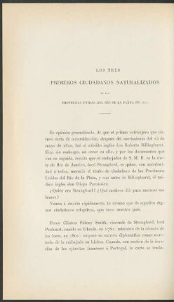 Los tres primeros ciudadanos naturalizados en las Provincias Unidas del Río de la Plata en 1811