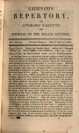 Galignani's repertory or literary gazette and journal of the belles lettres, 10. 1820