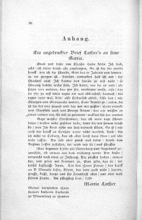 Ein bisher ungedruckter Brief Luther´s an seine Gattin 1530