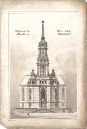Pfann, Paul; Dresden (Sachsen); Lukaskirche - Turm (Ansicht)