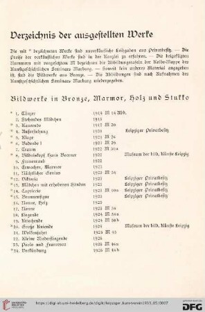 Bildwerke in Bronze, Marmor, Holz und Stukko (Nr. 1-55)