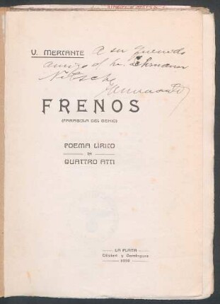 [Dedicatoria manuscrita a Robert Lehmann-Nitsche]