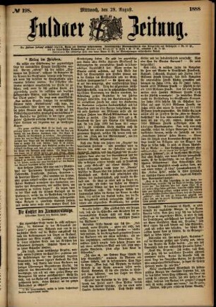 Ausgabe vom Mittwoch, den 29. August 1888.