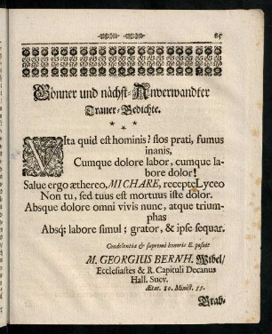 85-92, Trauer-Gedichte.