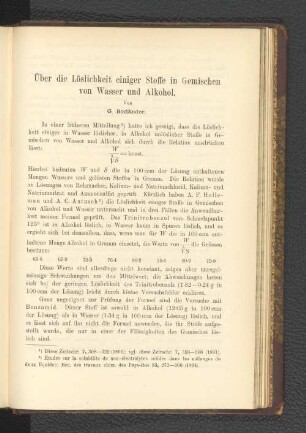 Über die Löslichkeit einiger Stoffe in Gemischen von Wasser und Alkohol.