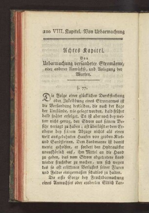 Achtes Kapitel Von Urbarmachung versandeter Stromärme, oder anderer Anwüchse, und Anlegung der Warten
