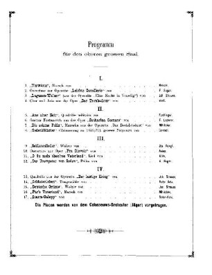 Programm für den oberen grossen Saal