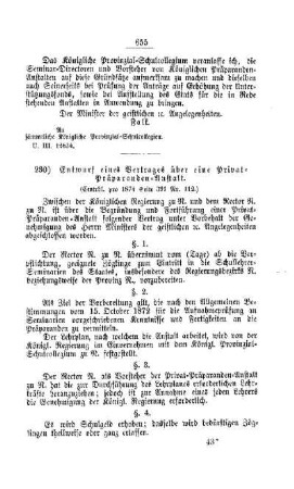 Entwurf eines Vertrages über eine Privat-Präparanden-Anstalt : [IV. Seminarien, Bildung der Lehrer und deren persönliche Verhältnisse]