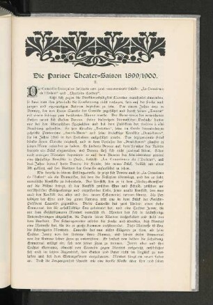 Die Pariser Theater-Saison 1899/1900