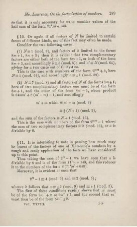 Factorisation of numbers. [Fortsetzung].