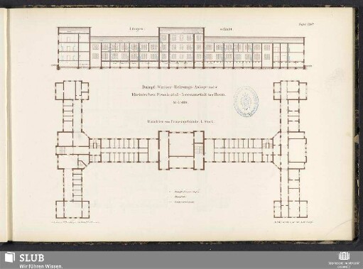 Tafel VIIIb. Dampf-Wasser-Heizungs-Anlage der Rheinischen Provinzial-Irrenanstalt bei Bonn