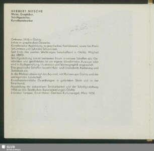 Herbert Nitsche, Maler, Graphiker, Schriftgestalter, Kunsthandwerker