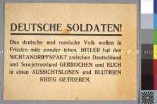 Sowjetisches Abwurf-Flugblatt zum Bruch des Nichtangriffsvertrages durch Hitler