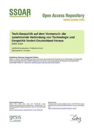 Tech-Geopolitik auf dem Vormarsch: die zunehmende Verbindung von Technologie und Geopolitik fordert Deutschland heraus