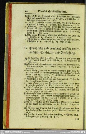 IV. Preußische und brandenburgische vaterländische Geschichte und Verfassung